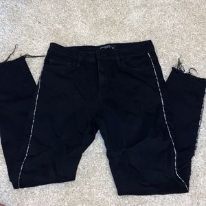 Just black denim black jeans with detail on the side